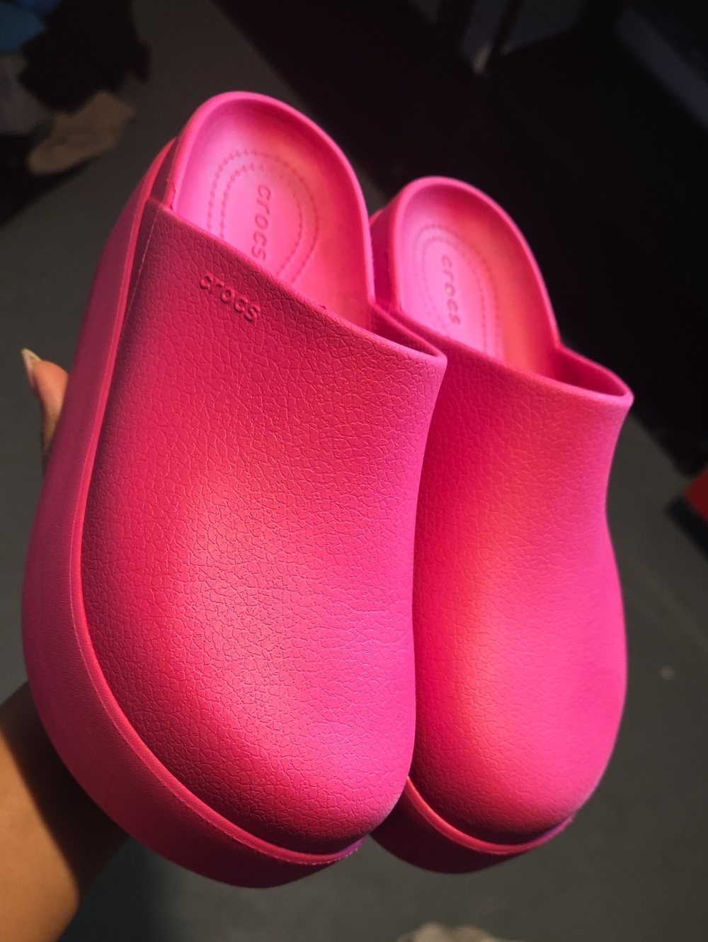 CROCS Women's Slip-On Platform Clog in Hot Pink
